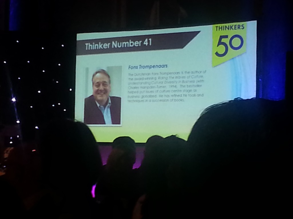 Fons Trompenaars appearing as 'Thinker Number 41' at the 2013 Thinkers50 Awards Gala in London